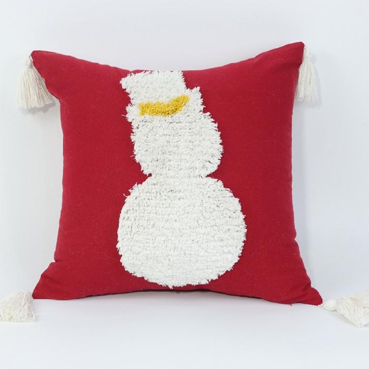 Christmas Tufed Pillow Cover Cotton Embroidered Couch Living Room Bedroom