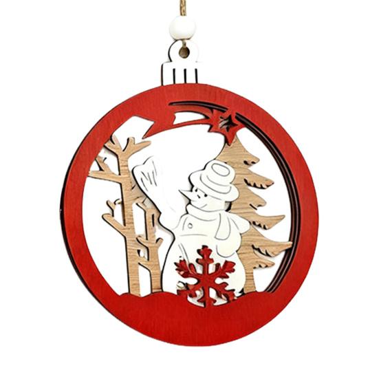 Christmas Ornament Wooden Hanging Santa Snowman Merry Christmas Decor Wood Red Xmas Tree Ornament for Holiday Home Decor
