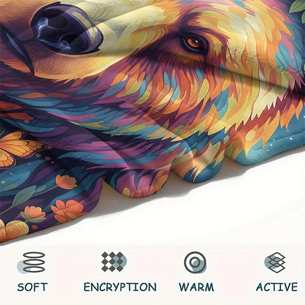 1Pc Liquidpaintanimals Print Flannel Blanket, High Quality Comfortable for All Seasons, Home Decor, Warmth and Comfort, Perfect for Christmas Gifts