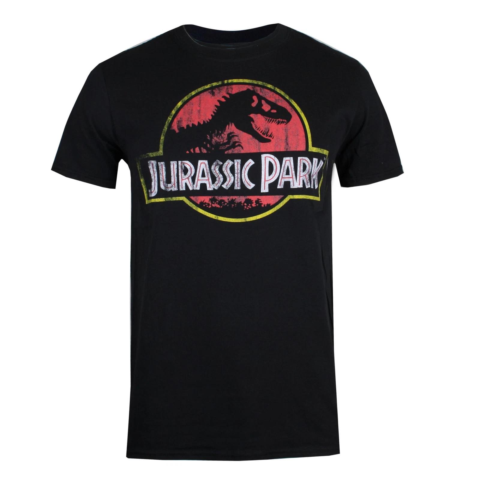 Jurassic Park Distressed Logo Black T-Shirt 3XL