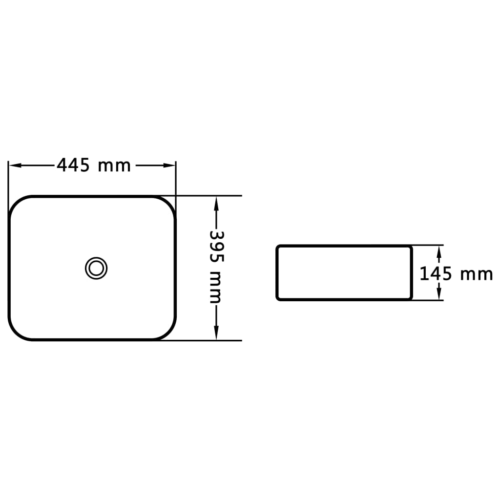 Wash Basin 44.5 x 39.5 x 14.5 cm Ceramic White