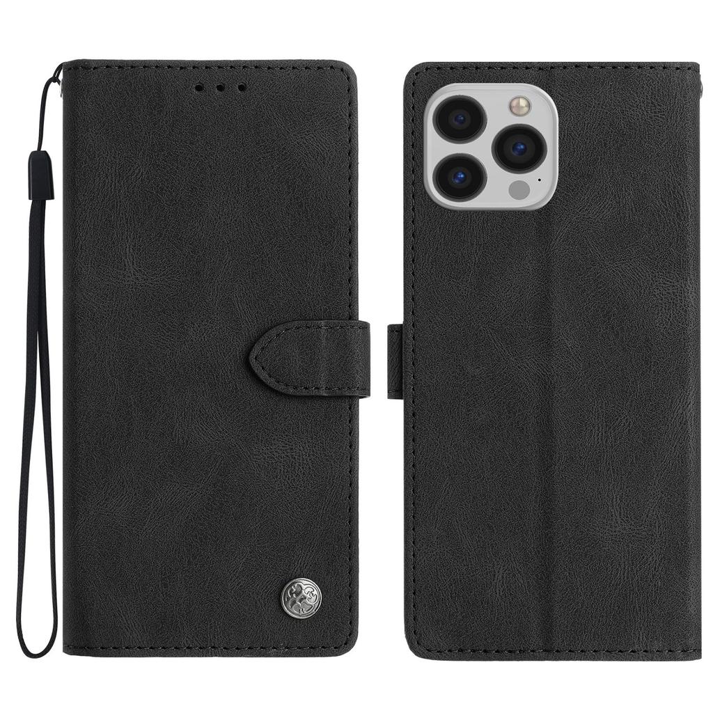 For iPhone 16 Pro Leather Case Solid Color Phone Wallet Cover
