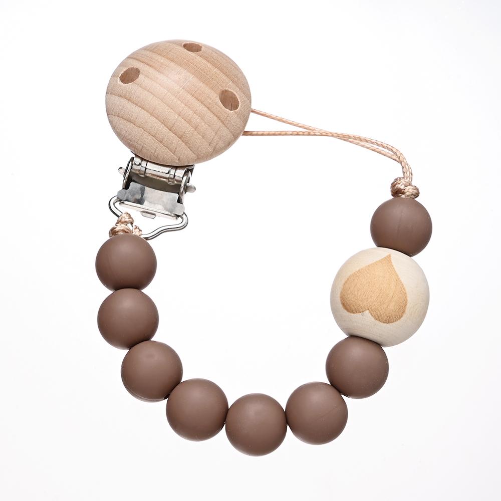 Chew Toys Shower Gift New Baby Pacifier Chain Clips Wood Pentagram Teether  Silicone Round Beads Teething Chain For Care Soother