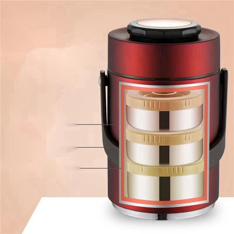 AB34-Easy Using 304 Stainless Steel Vacuum Insulated Lunch Box 3-Layer Thickened Portable Design