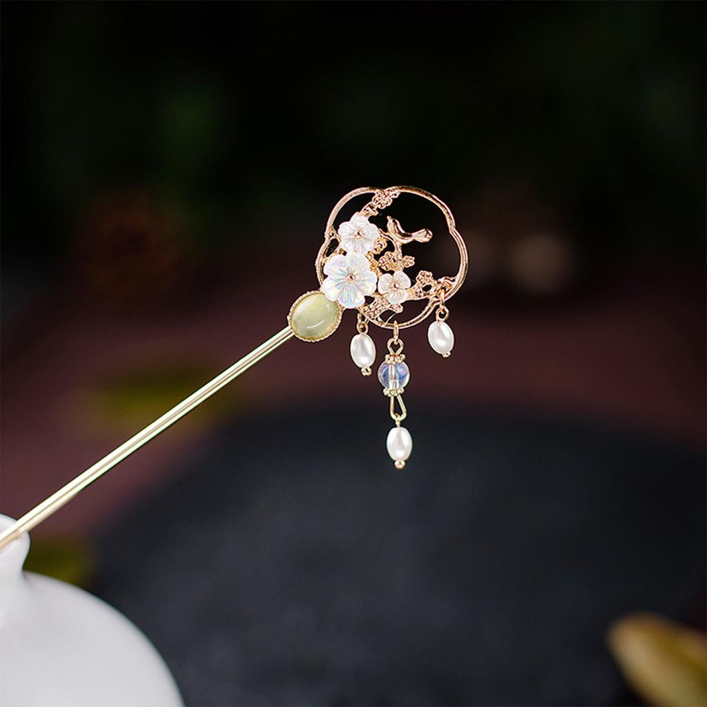 Elegant Chinese Style Hair Accessories Vintage Spring Flower Element Hairpins Light Luxury Tassel Hair Stick For Women Girls