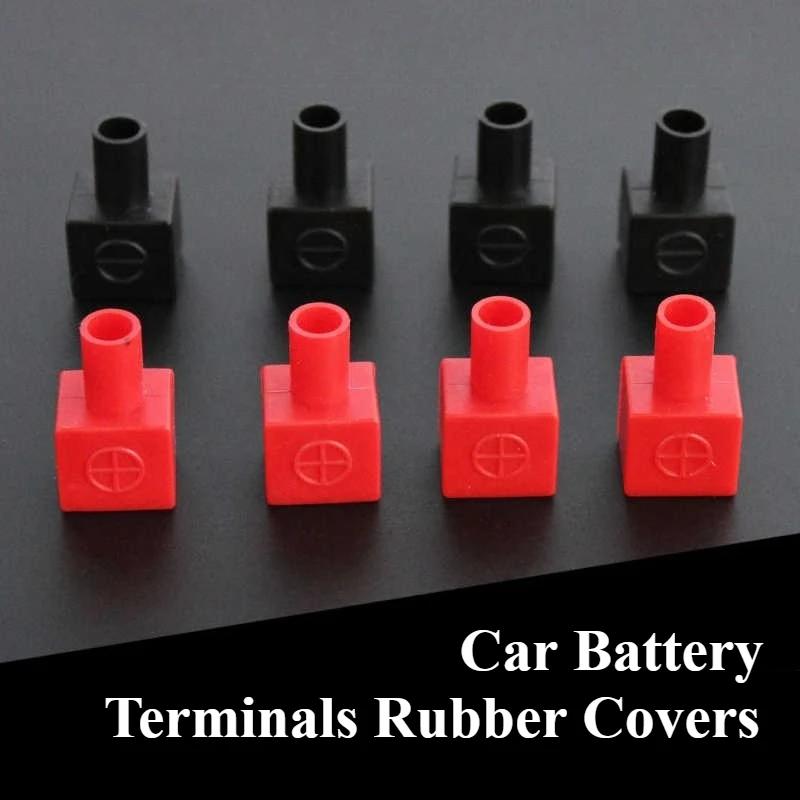 2Pcs Square Motorcycle Car Battery Terminals Rubber Covers Battery Terminals Protection Sleeve Positive Negative Pole Cover