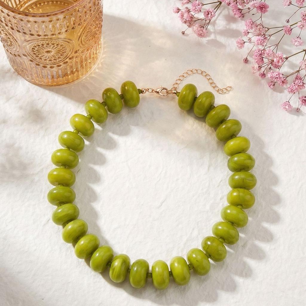 1 Stück Bohème Mode Lässig Dopamin Acryl Perlen Halskette Anhänger Klobiger Schmuck Geeignet für Frauen