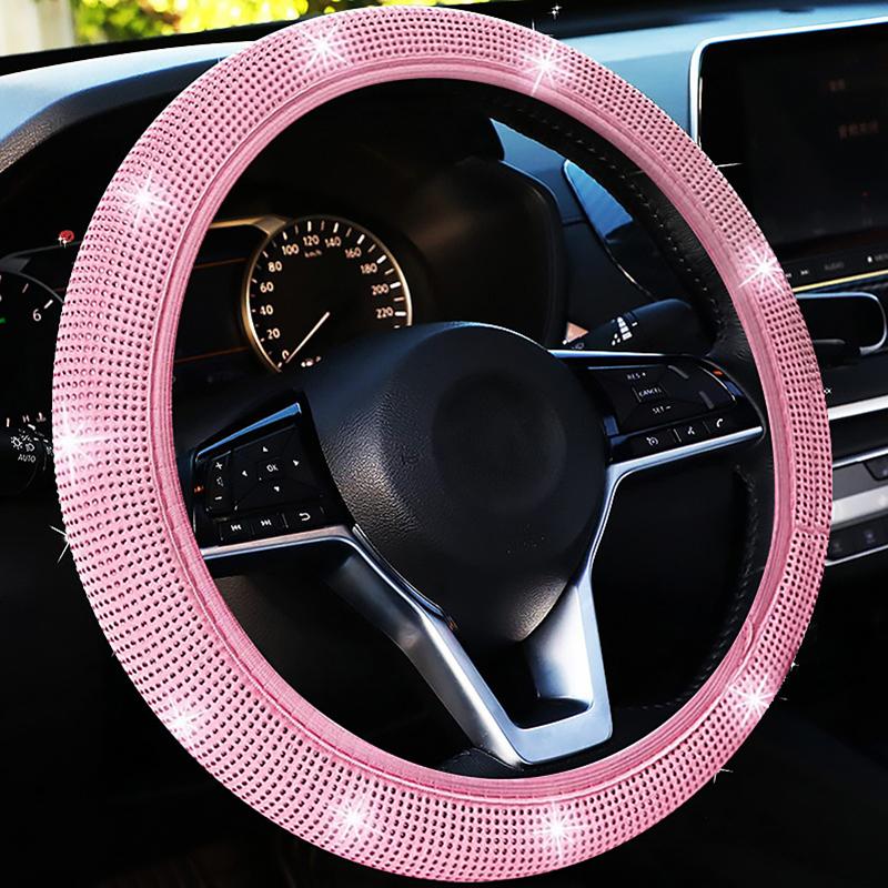Auto-Lenkradbezug für Frauen und Mädchen, süßer Glitzer, Lenkradbezug mit Bling-Diamant-Auto-Lenkradschutz