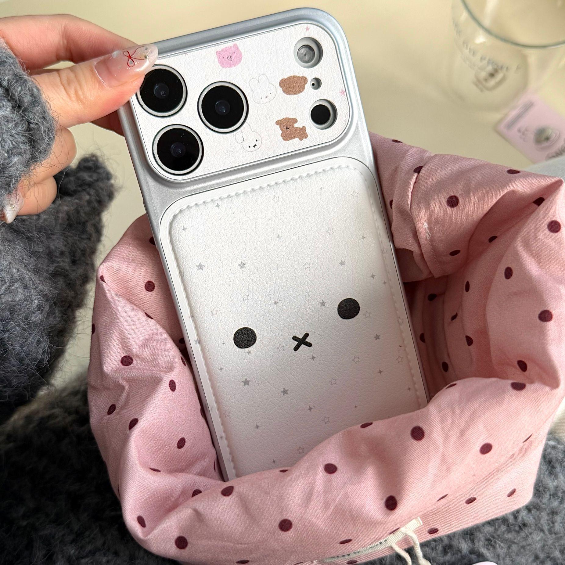Korean Style Cute Sticker Skin for iPhone 14/15/16/17 Pro Max Case with Lanyard iPhone 16 Pro Max