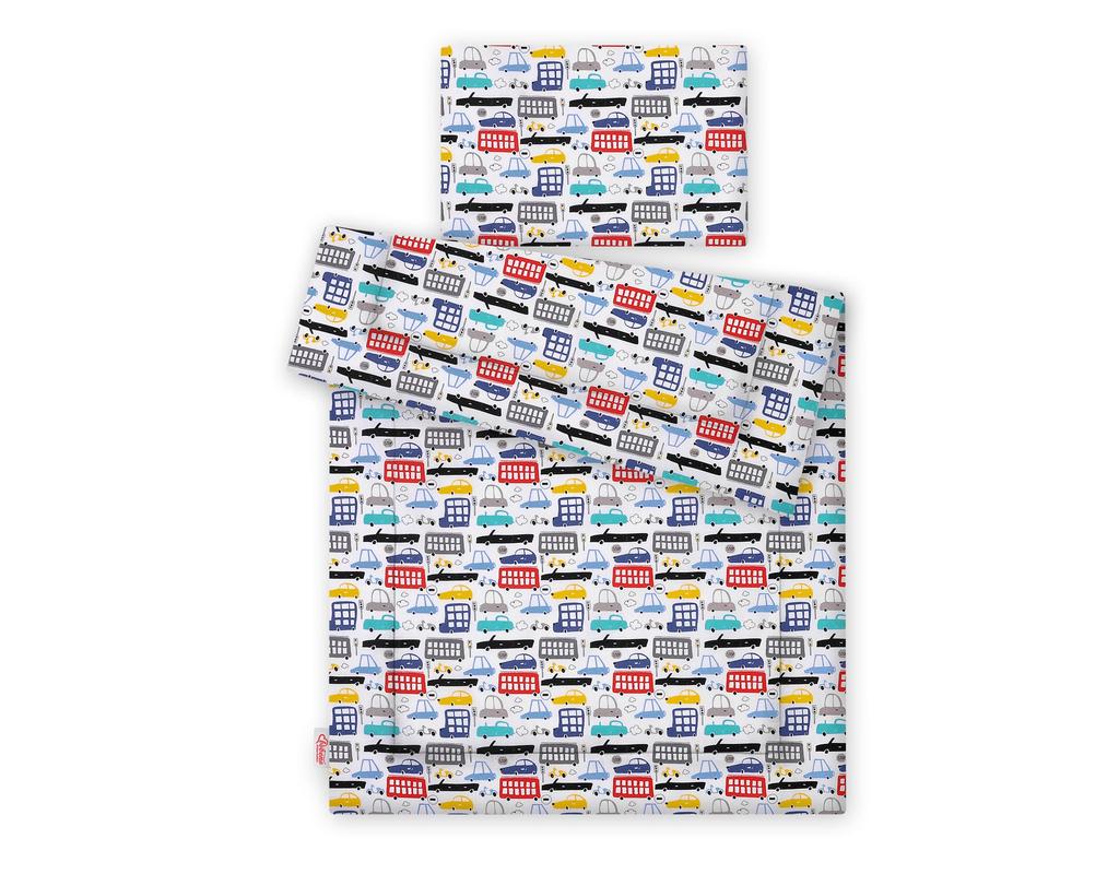 Children's bedding set with filling 135x100 cm - colorful cars