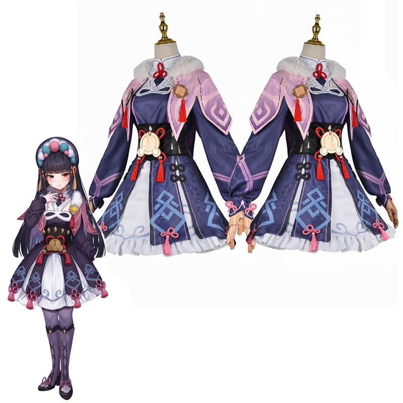 Anime Yunjin Cosplay Kostýmy Ženy Lolita Fialové šaty Čínská opera Speciální klobouk Halloween Party Sada pro krásné dívky