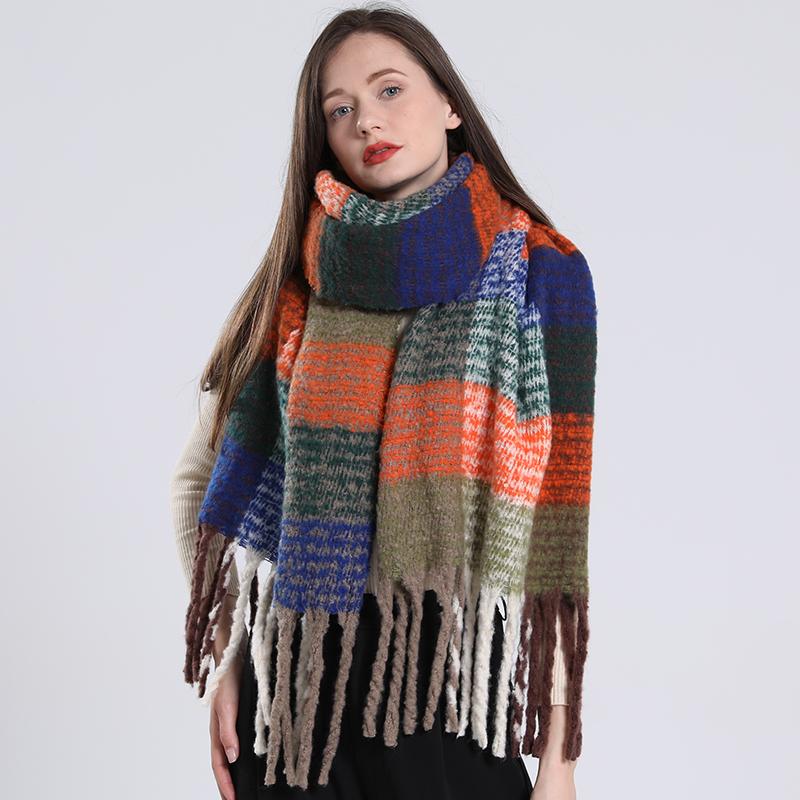New Luxury Cashmere Women Plaid Scarf Winter Warm Shawl And Wrap Bandana Pashmina Long Tassel Female Foulard Thick Blanket
