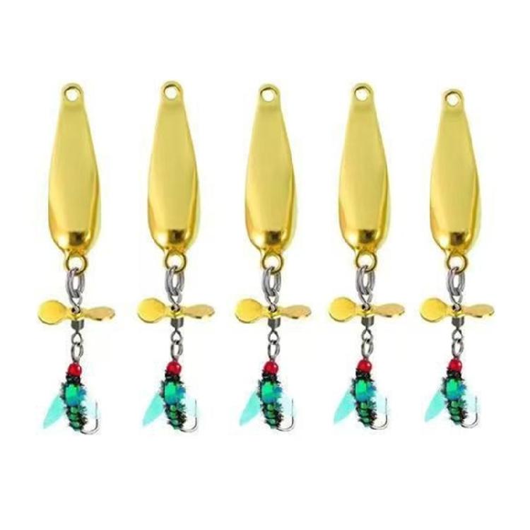 Spoon Spinner Sequins Baits Fly Fishing Baits Fishing Tackle with Propellers 5pcs Worm Fly Lures
