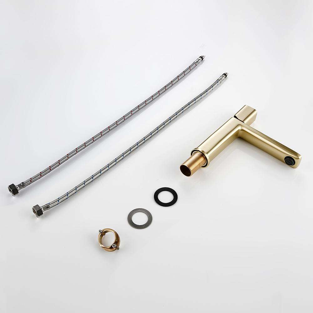 Bagnolux Brushed Gold Brass Single Hole Single Handle Deck Mounted Basin Hot and Cold Water Sink Bathroom Faucets