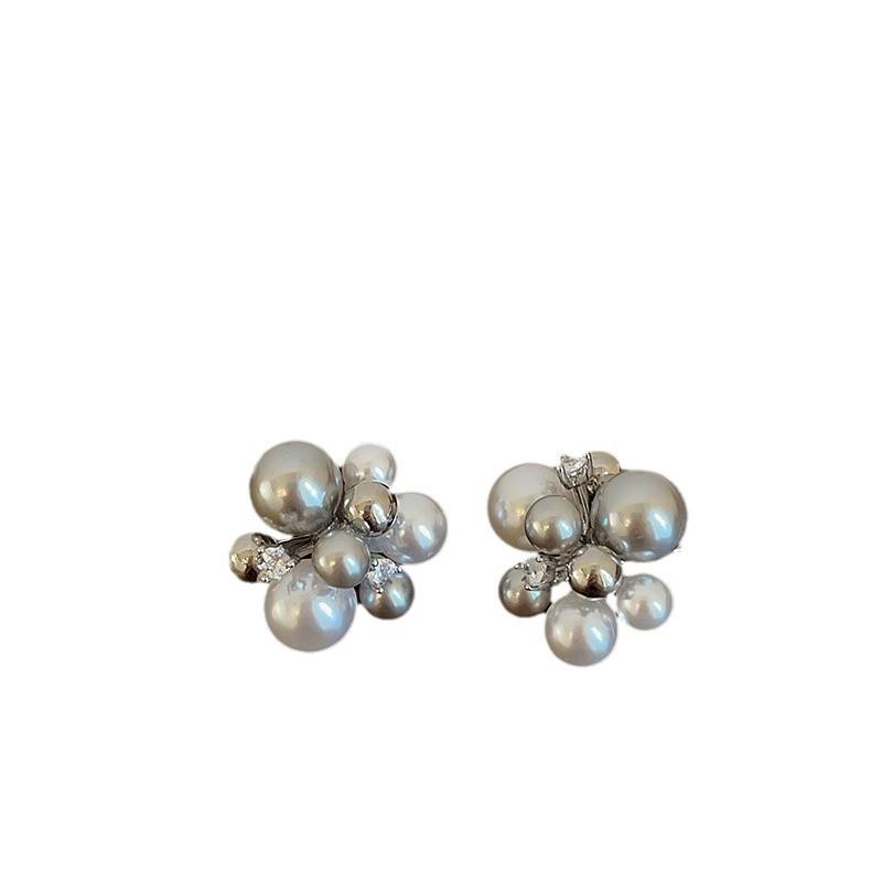 Niche Design Sense Fireworks Pearl Pull-Up Necklace Stud Earrings Women'S French Retro Personality Versatile Neck Chain Sweater Chain