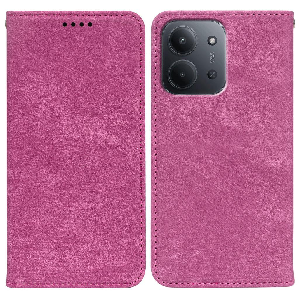 For Xiaomi Redmi 15C 5G (EU) (173mm)/15C 4G (EU) (173mm) Case Strong Magnetic Leather Wallet Phone Cover with Striped Texture