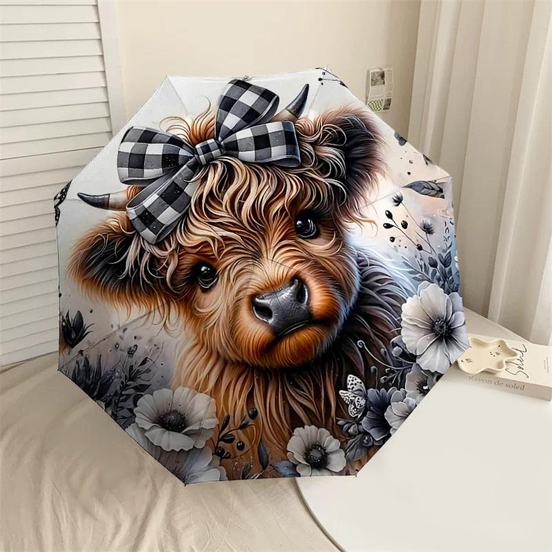 

1PC cow flowers Umbrella-8-Rib Reinforced, Automatic Open, Lightweight & Durable, Cute Fashion Accessory for Outdoor-P117