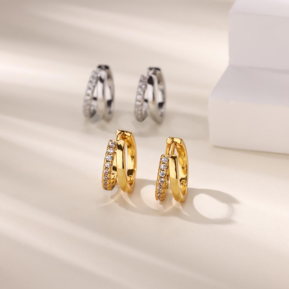 Elegant Stainless Steel Earrings Cubic Zirconia Gold Color Anti Fading Earrings for Women 2025 Wedding Jewelry Accessories Gifts