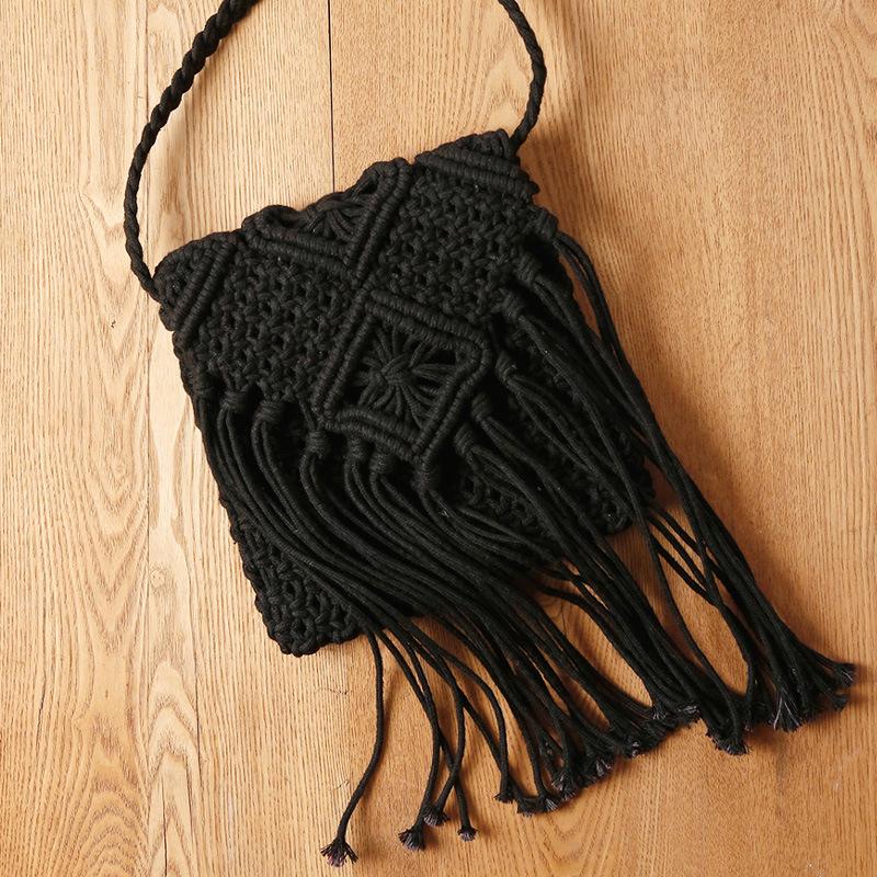Handgefertigte Baumwollgewebte Gestrickte Quasten Umhängetasche Vintage Schulter Umhängetasche Damenmode Strand Sommer Handtaschen 2023 Tasche