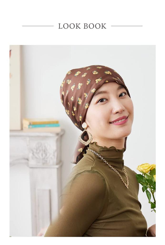 MY Medical Care Audrey Scarf Small Flower [KISS LIFE] Hat, Hat, Women's Hat, Style, (BROWN) (kml100135a)
