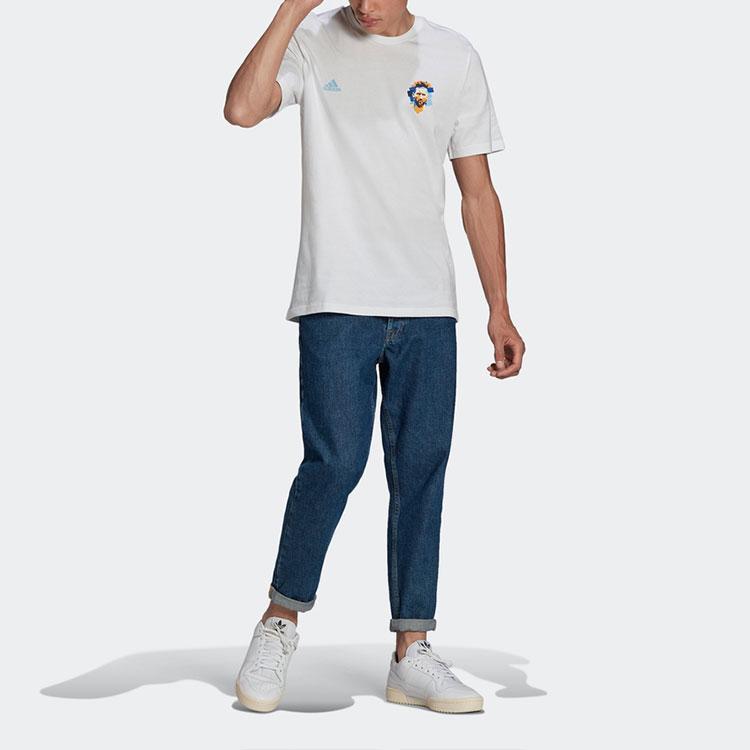 adidas Printed Crew Neck Sports Tee Men Tops White HA0935