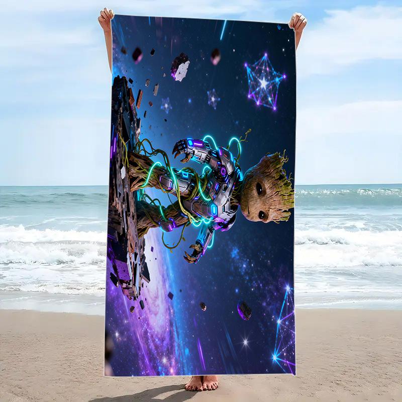 Groot Print Beach Towel, Large Soft Quick Dry Towel for Beach Camping Swimming