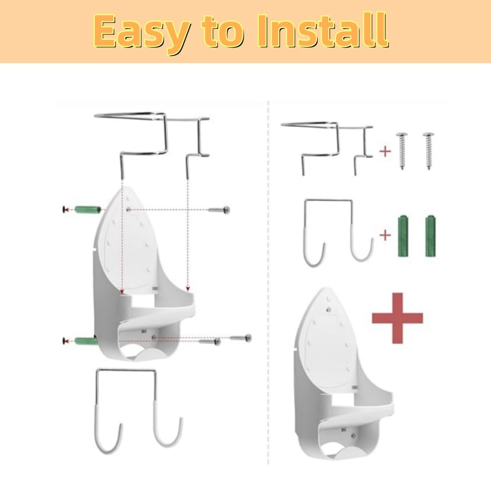 Wall Mount Ironing Board Wall Mount Ironing Board Laundry Room Storage Electric Iron Holder with Removable Ironing Board Iron, Hanger, Holder,