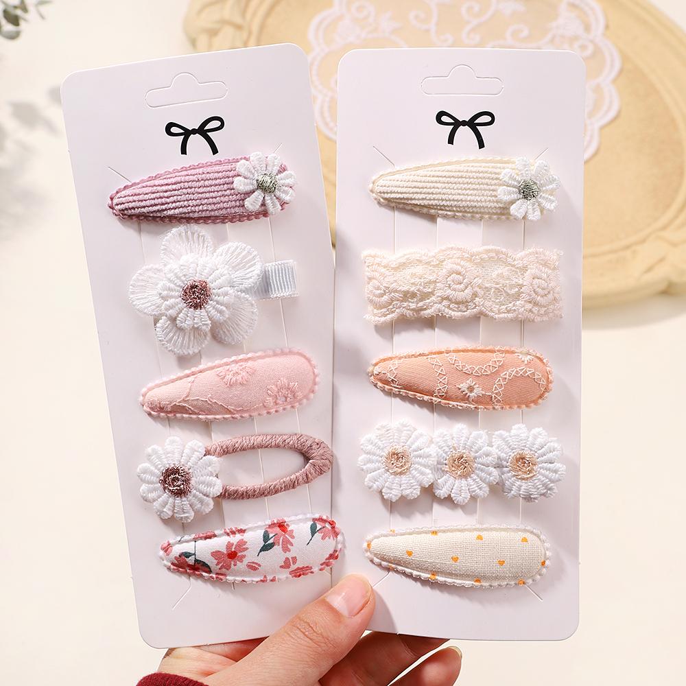 5Pcs/Set Mini Floral Bow Bunny Hair Clips Cute Princess Hairpins for Toddler Baby Girls Bang Side Hair Accessories