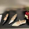 Fashion Flat Shoes for Women 2025 Spring and Autumn Silver Flat Mary Jane Shoes French Pointed Toe Plus Size Women's Shoes 42 43 44