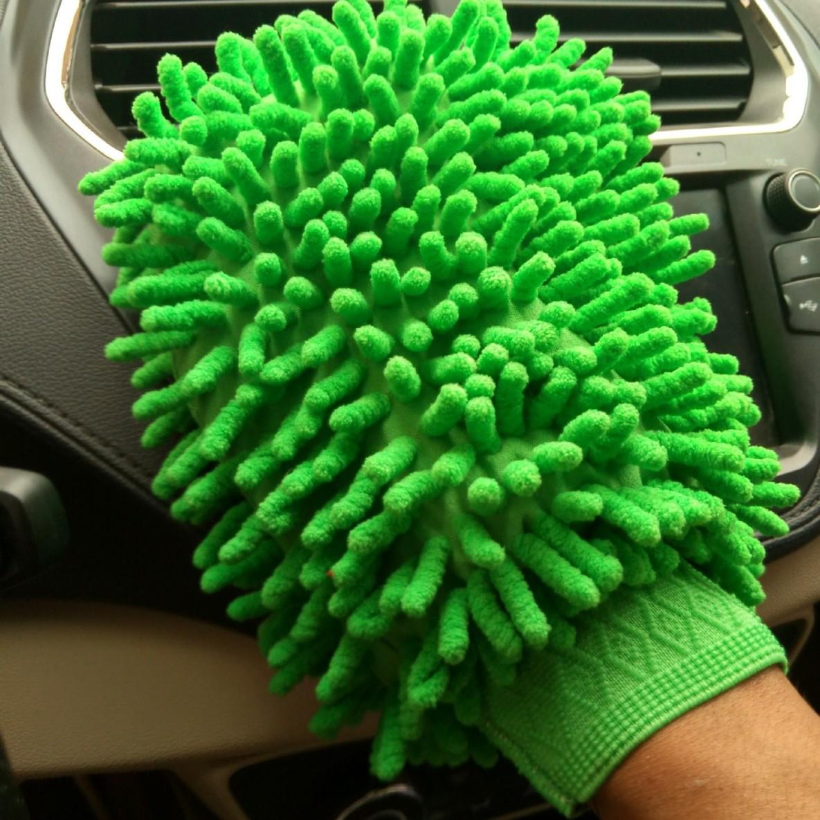

Chenille Double-Sided Car Wash Gloves for Foaming and Household Cleaning. Small 15*25cm ~65g зелений