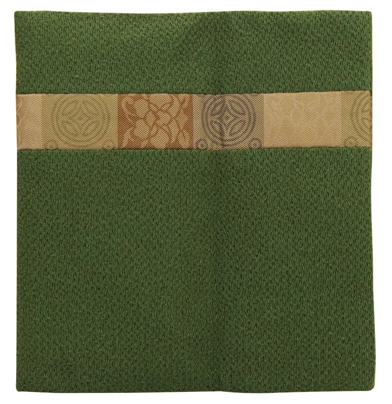 Daiko Sangyo Prayer Bead Case, Made in Japan, Enshu DamaskGreen, Pure Silk with Vertical Stripes, 802-2