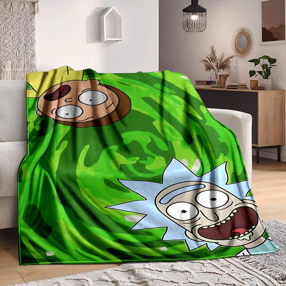 1 pezzo Coperta Rick and Morty Leggera in Flanella Plaid per Divano, Letto, Viaggio, Campeggio, Soggiorno, Ufficio, Divano, Sedia e Letto