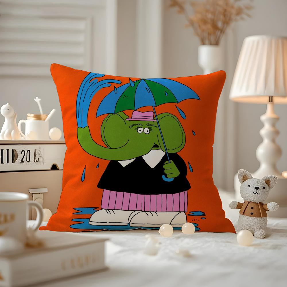 Cute Retro Illustration Cushion Cover Pattern Printed Pillowcase For Living Room Sofa Cushion Cover & Bedroom Decor