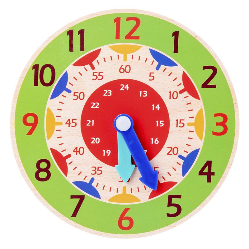 Children Montessori Wooden Clock Toys Hour Minute Second Cognition Colorful Clocks Teaching Aids for Kids Preschool Children