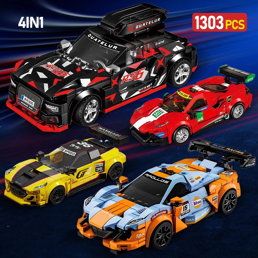 1303PCS MOC Technical Racing Driver Formula Building Block City Vehicle Cool Model Famous Sports Car Toy Kids Birthday DIY Gifts