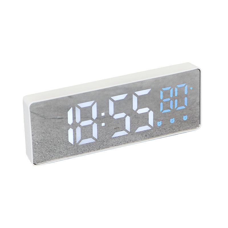 Silent LED Mirror Clock with Three Alarms - Ideal for Students & Kids' Bedside Desk
