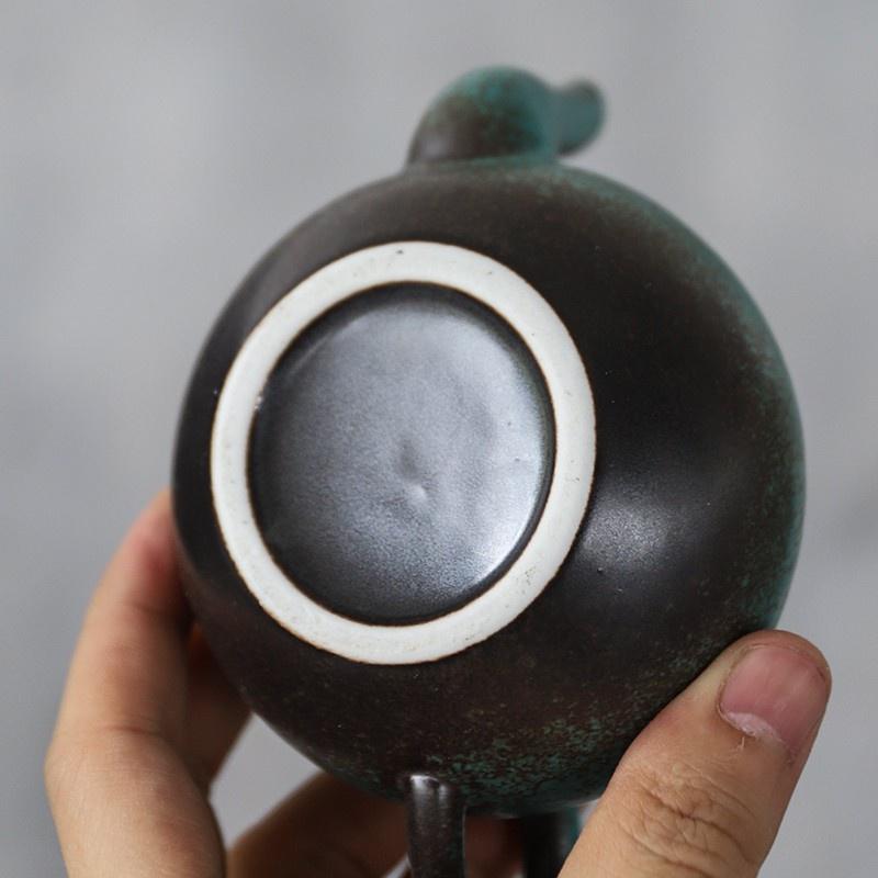 200ml Ceramic Teapot Kiln Change Green Glaze Handmade Ball Hole Kung Fu Tea Set