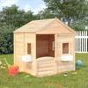 VidaXL Playhouse and Lockable Door/Flowers Solid Wood Fir, Wooden Playhouse, Playground for Children, 93686