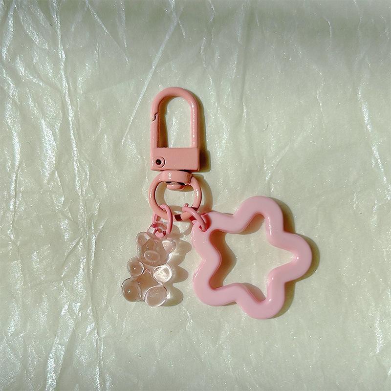 10pcs Metal Keyrings Buckle With Stars Bear Pendant Colored Keychain For Diy Jewelry Making Key Ring Accessories Wholesale