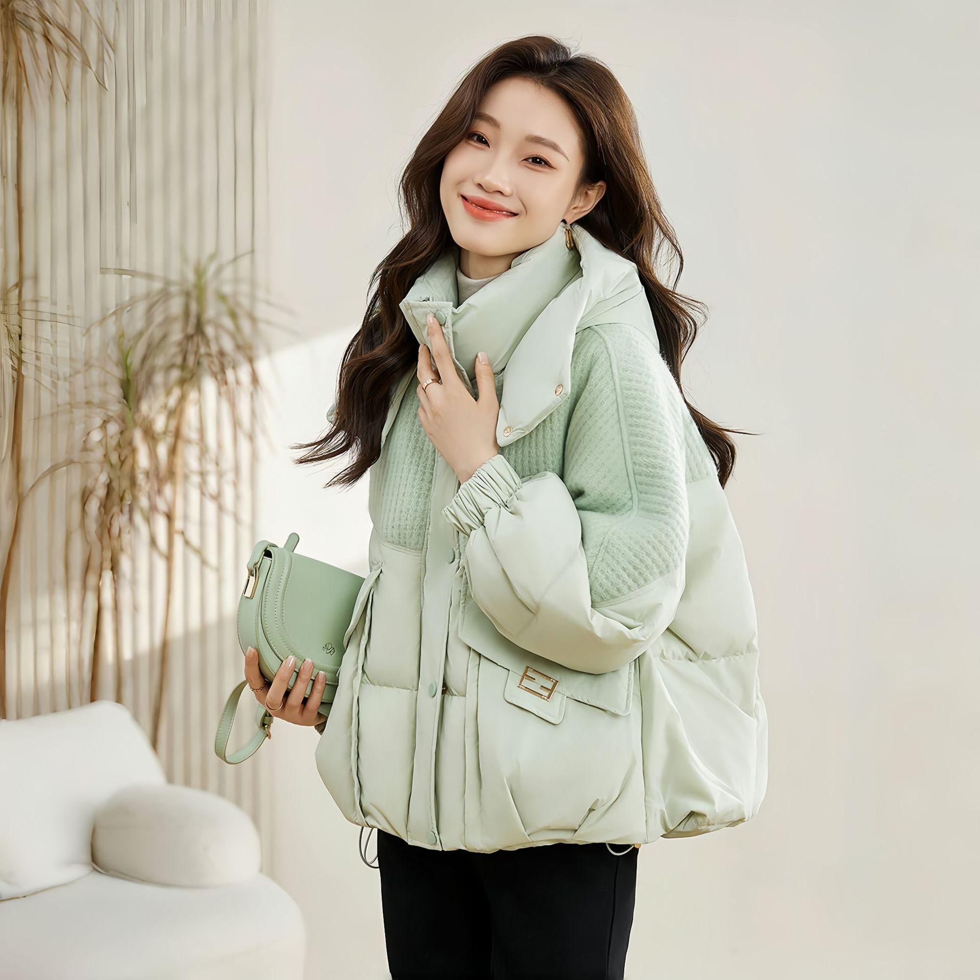 

New winter short small thickened loose cotton-padded cotton-padded warm hooded jacket XL зелёный