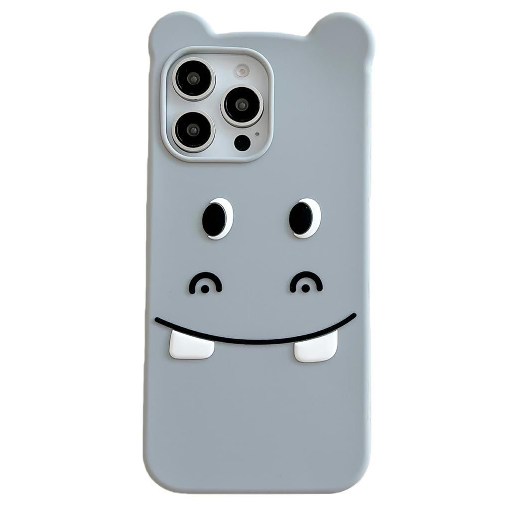 For iPhone 17 Pro Max Silicone Case Cute Funny Hippo Design Shockproof Phone Back Cover