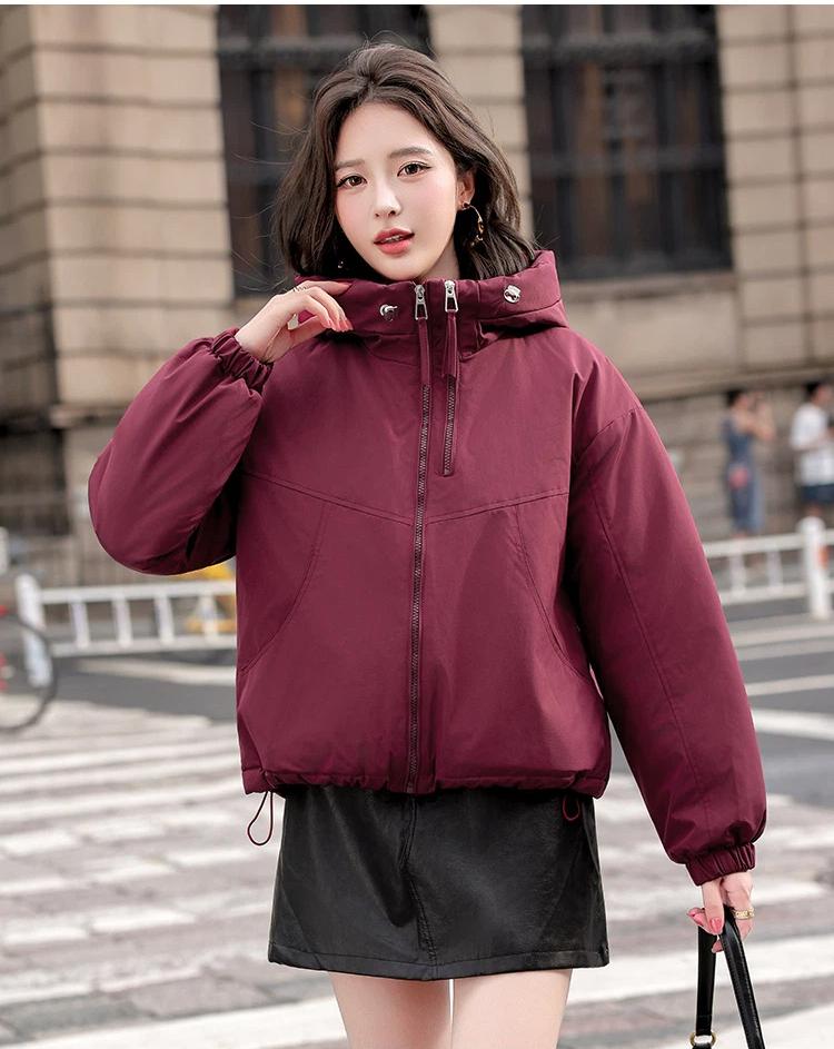 Women’s Short Hooded Quilted Cotton-Padded Winter Jacket