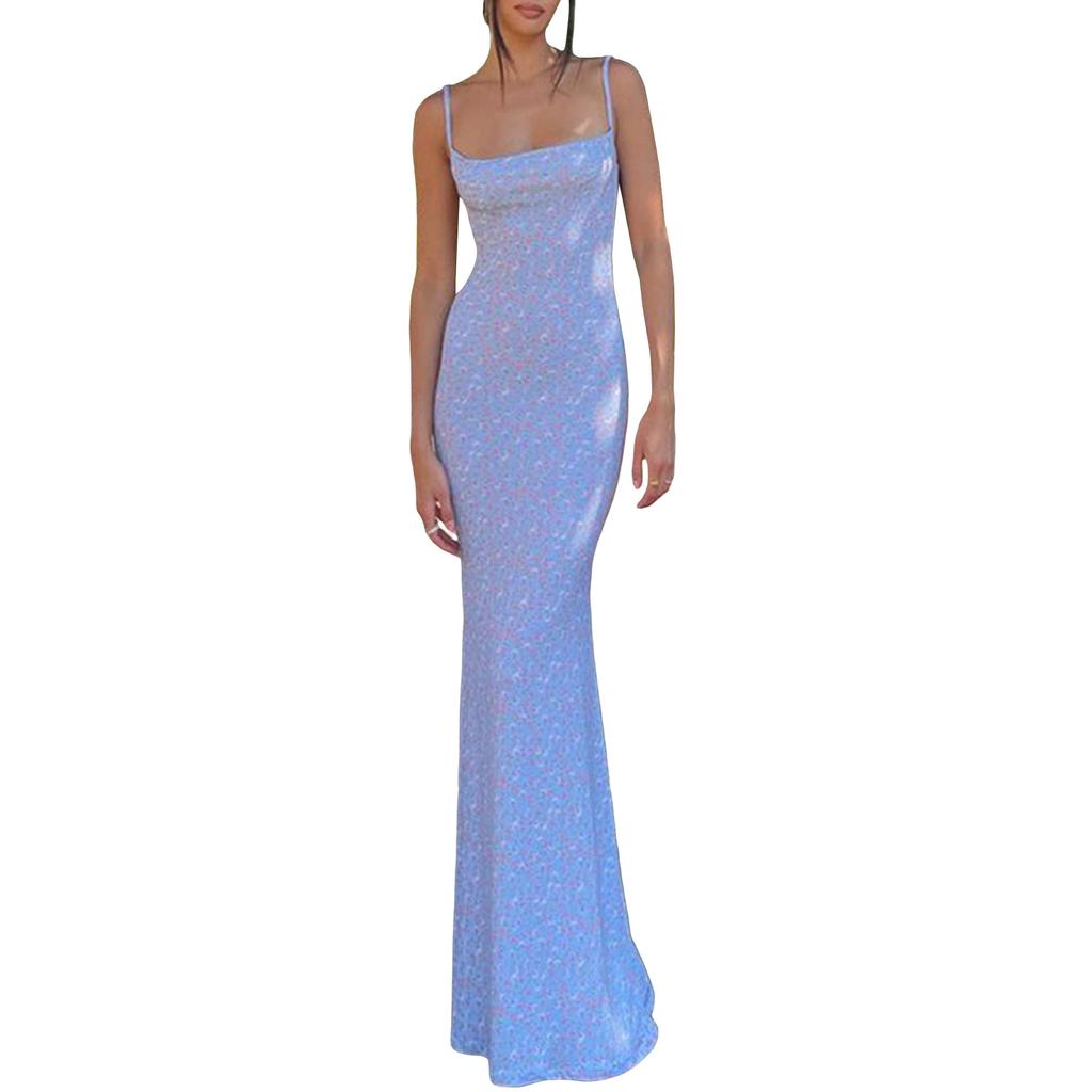 A European and American fashion women's clothing summer new sexy slim-fit suspender printed halter dress women's spot