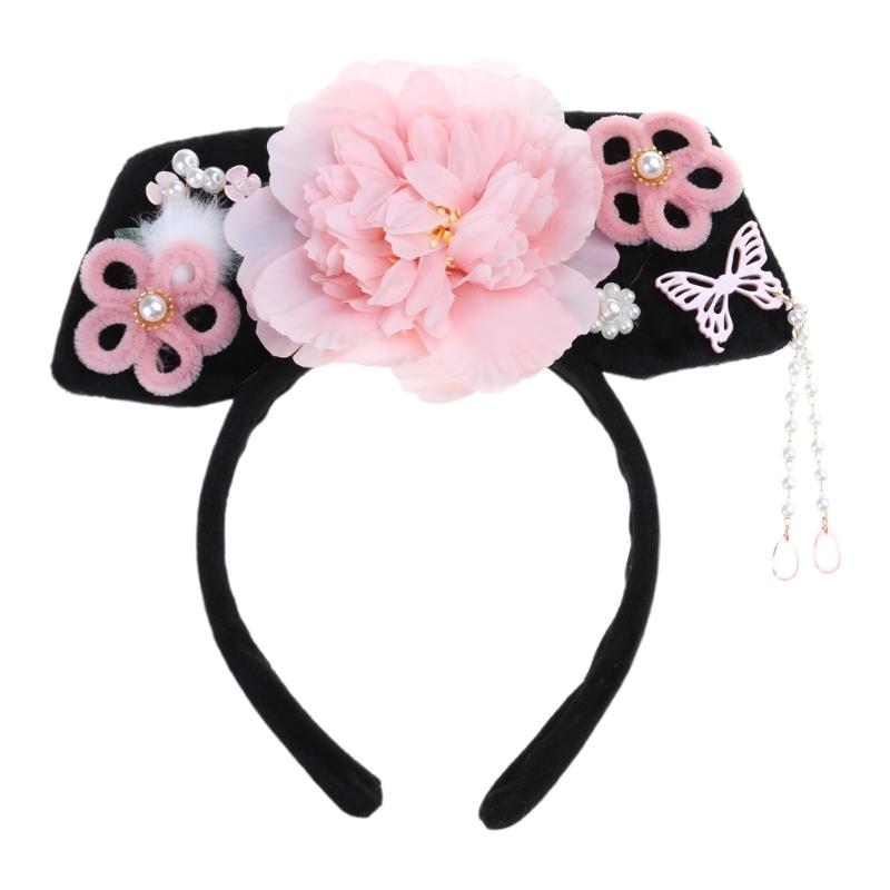 Chinese Princess Hairbands Traditional Headbands Princess Headpiece Costume Chinese Princess Qitou with Flower