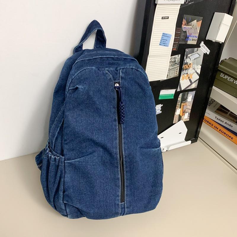 

Шкільний рюкзак Чоловічий учень повсякденний простий рюкзак великої місткості Молодший шкільний туристичний рюкзак темно-синього кольору