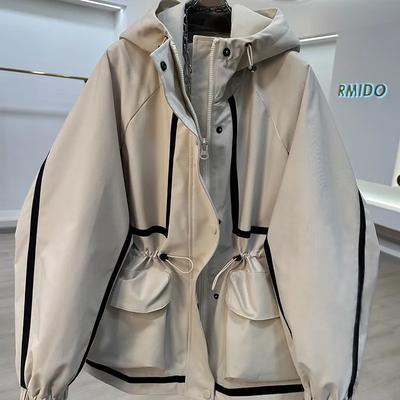 Women's Spring/Fall Color-Blocked Jacket Casual Trench Coat