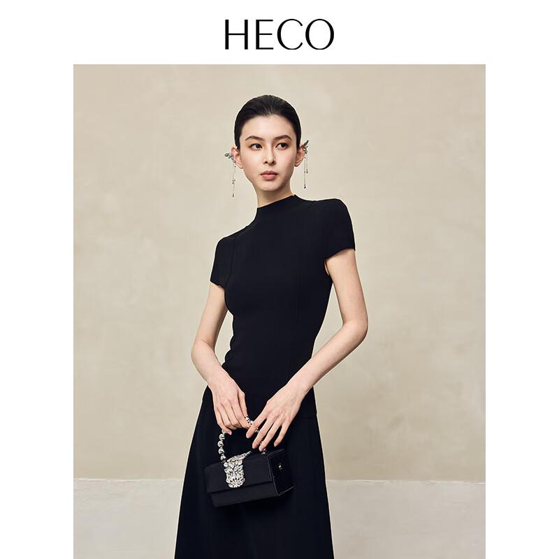 HECO Women s New Chinese Style Tencel Semi-High Collar Short-Sleeve Tee M