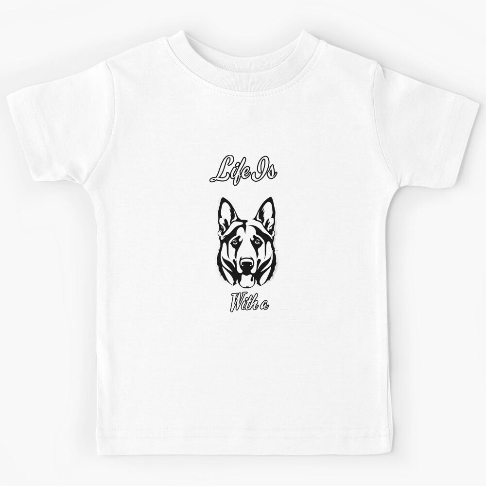 Life Is Better With a German Shepherd – Minimalist Dog Lover Design Kids T-Shirt 110