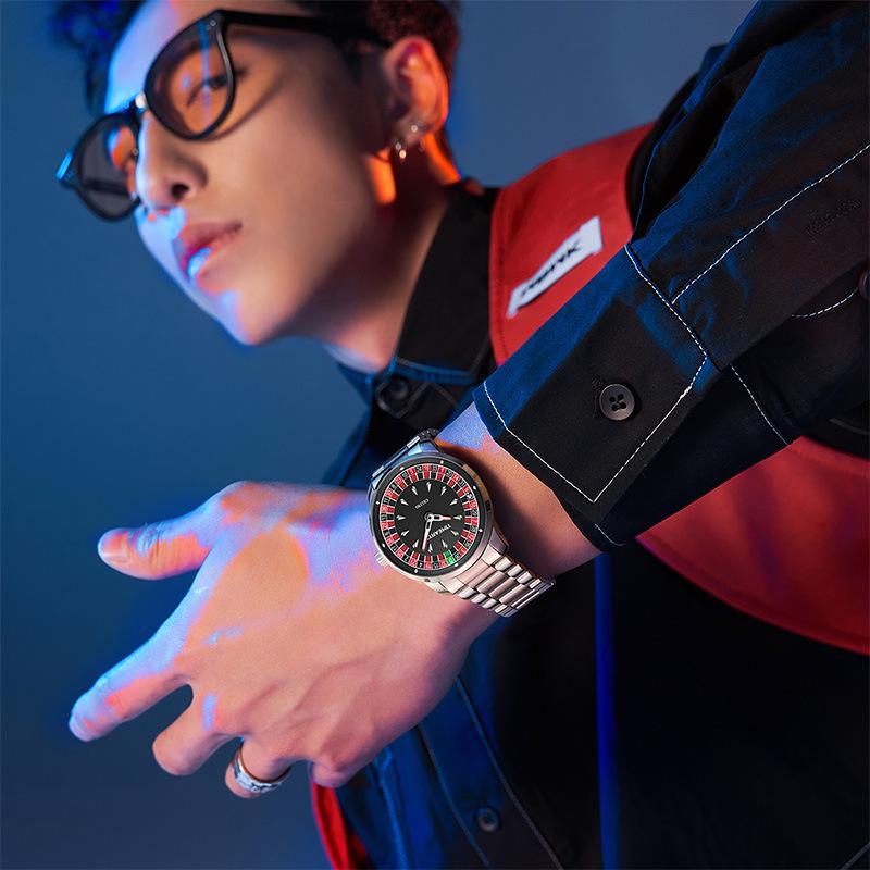 Men's Trendy Luminous Waterproof Quartz Watch with Leather Strap