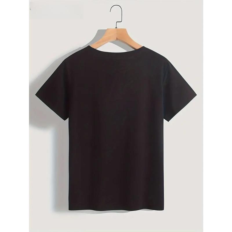 European Size Women's Plus Size T-Shirt - White Background with Leopard Print, Plaid & Glitter Hearts - Casual Everyday Fall/Spring/Summer